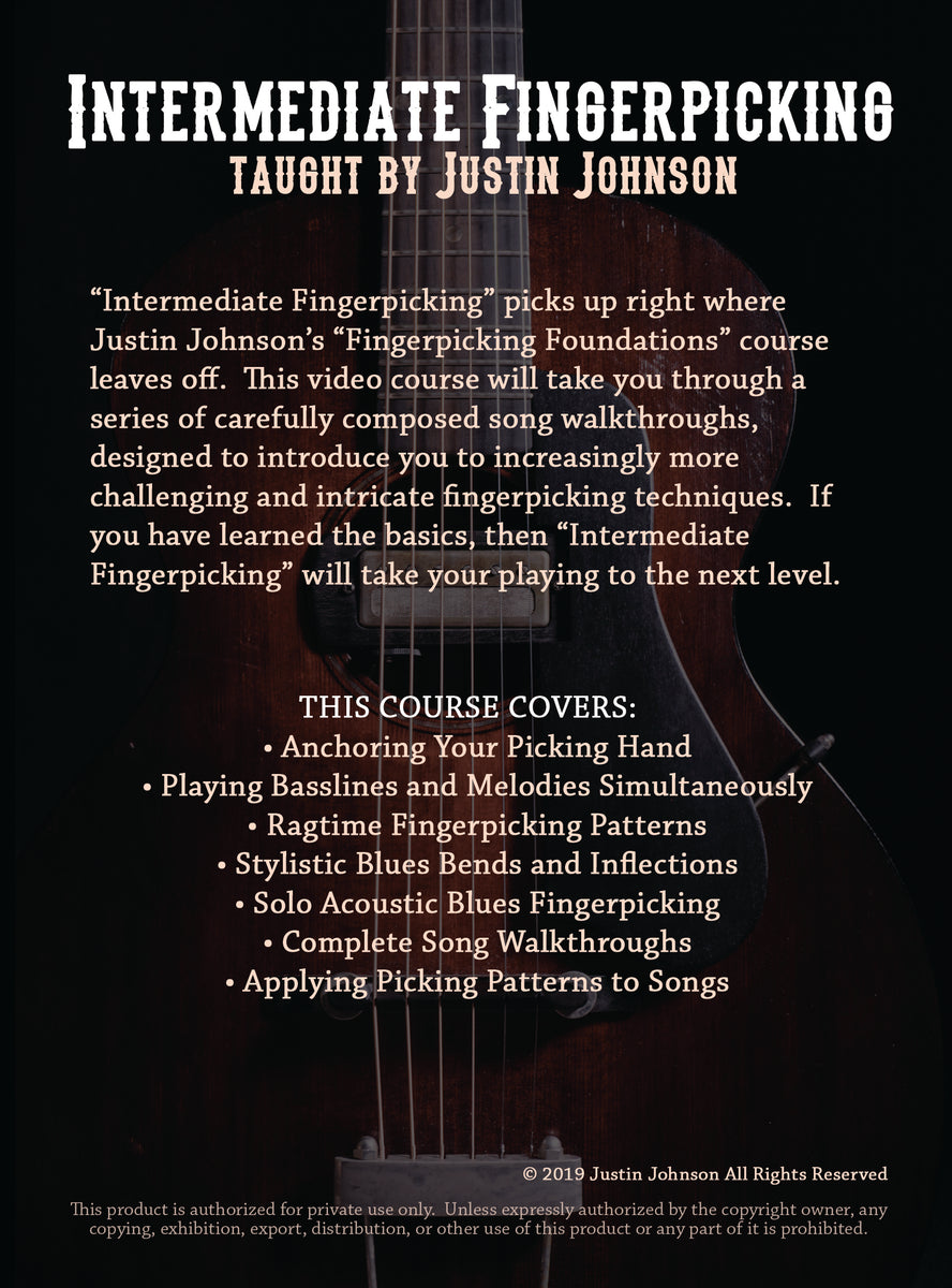 "Intermediate Fingerpicking" Guitar Lesson Video Course Justin