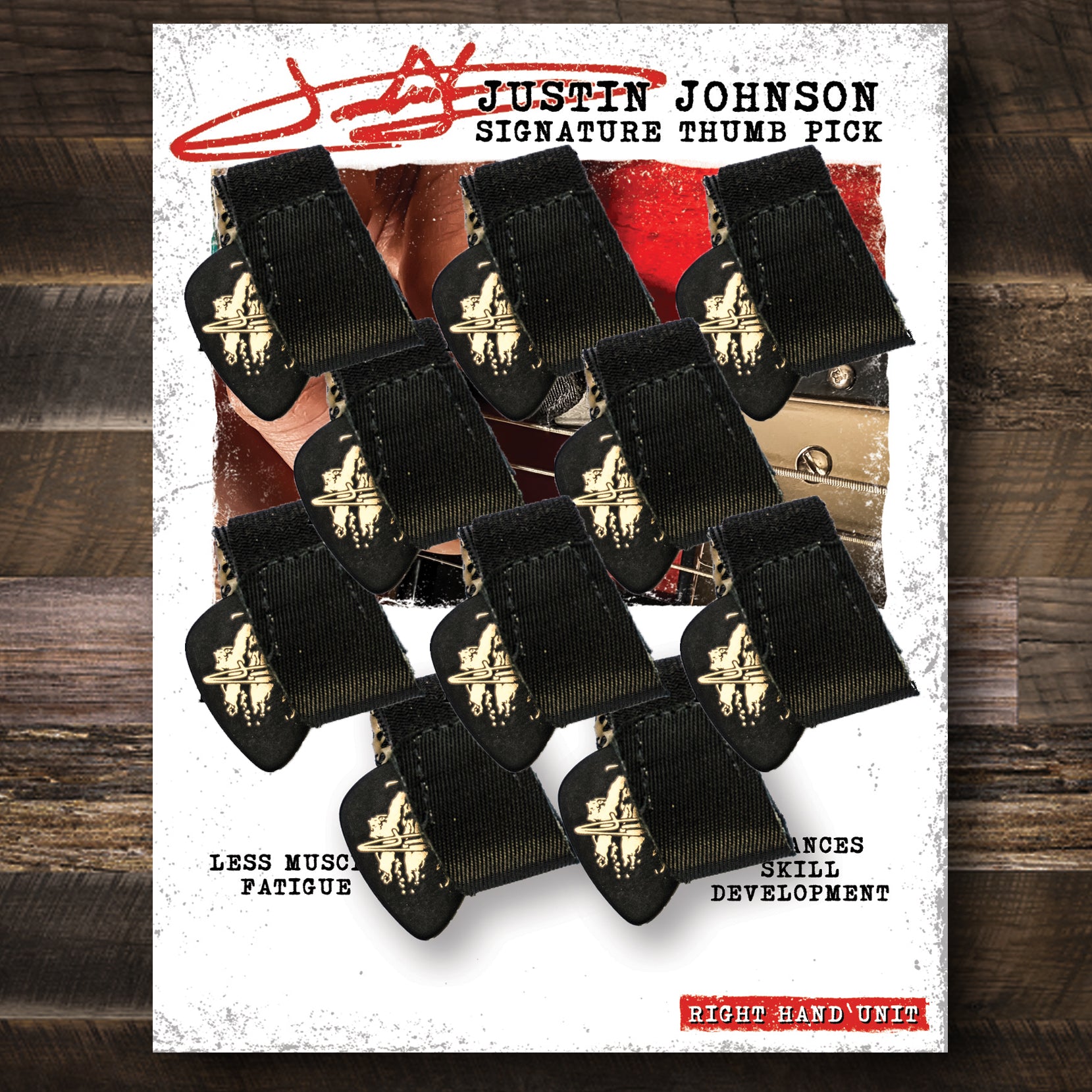 BULK SET OF 10 THUMB PICKS: Justin Johnson Signature Thumb Picks (Medium Gauge .80mm))
