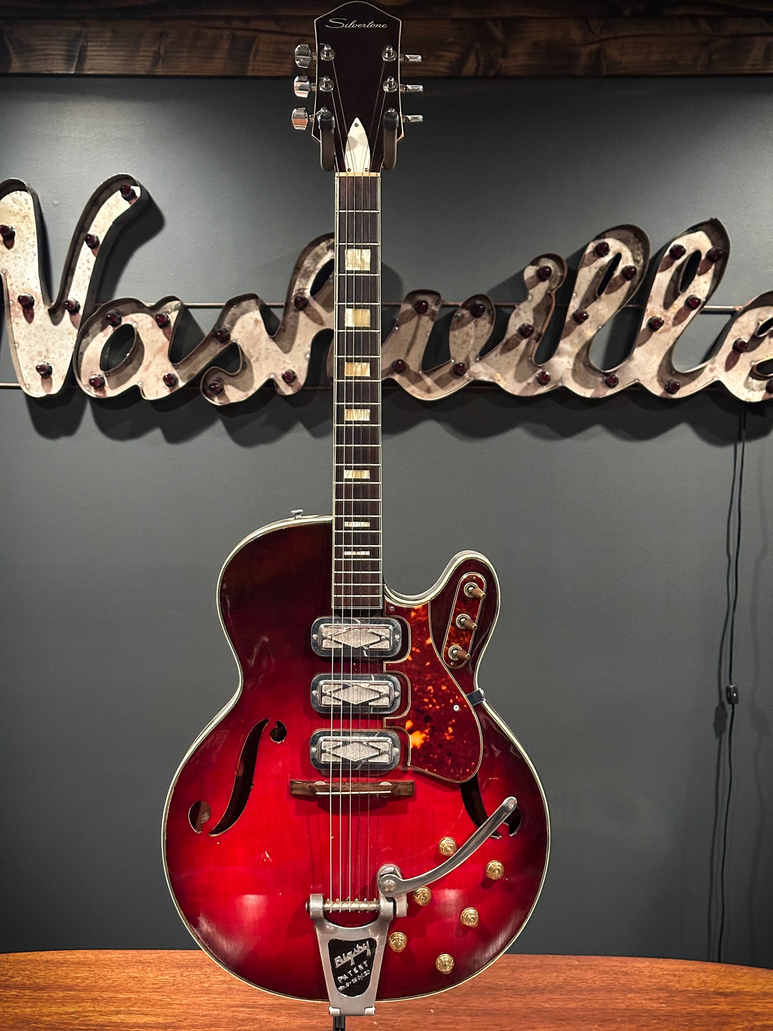 Vintage 1960's Silvertone Model 1454 Red Sunburst