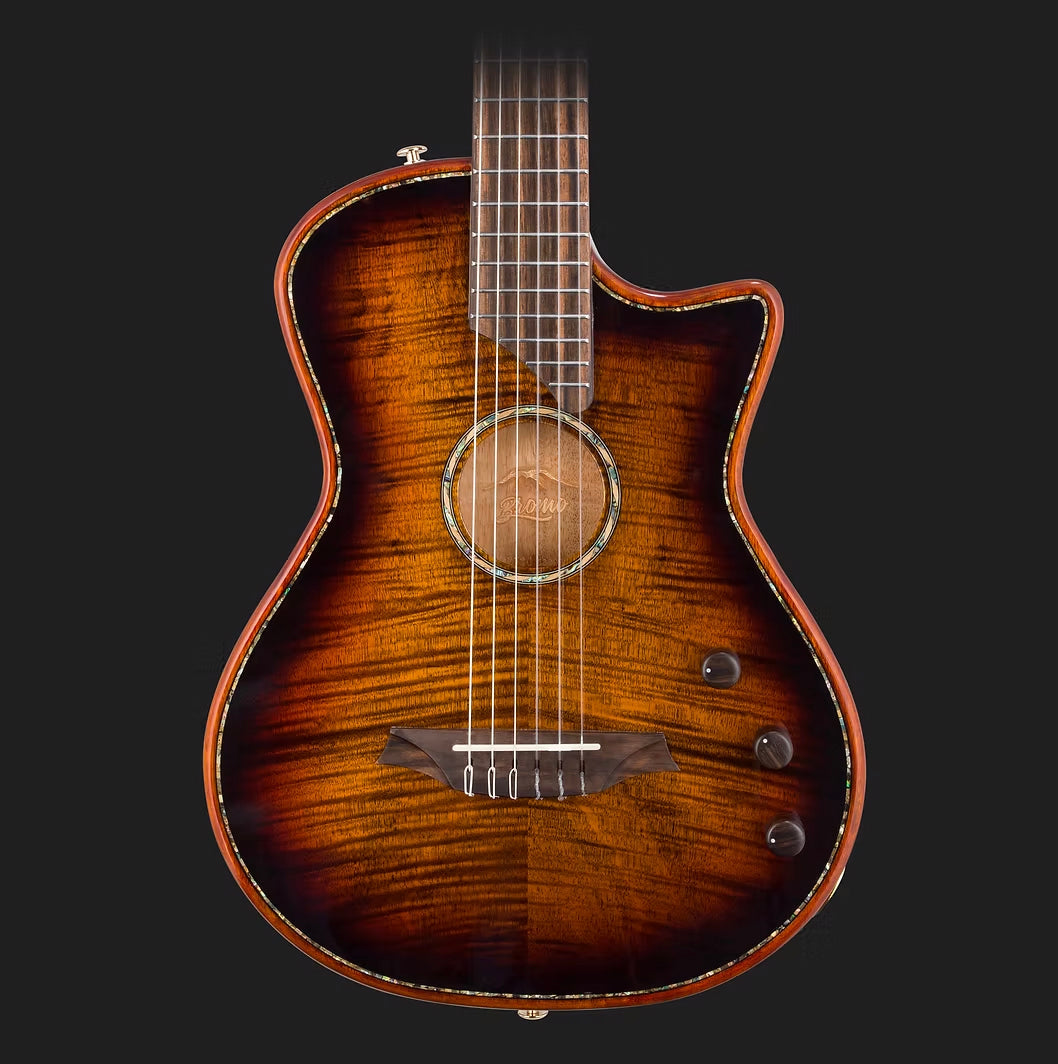 Bromo Guitars BEN2C 3 Tone Sunburst (3TS) - "Fusion Craft" Electric Nylon String Guitar